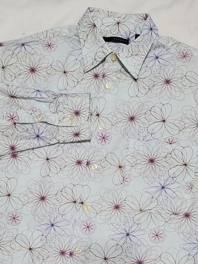 Marquis Summer Cotton Long Sleeve Button Down Shirt Mens Large